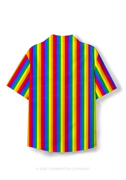 Rainbow Flag Pride Y2K Print Hawaiian Shirt Cherrykitten