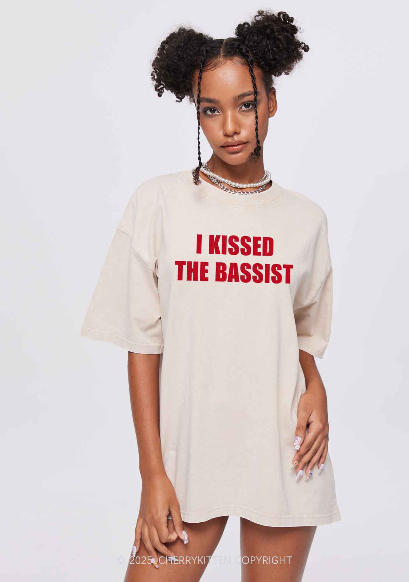 I Kissed The Bassist Y2K Shirts Washed Tee Cherrykitten