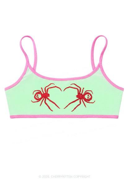 Embroidered Skull Spider Y2K Super Crop Cami Cherrykitten