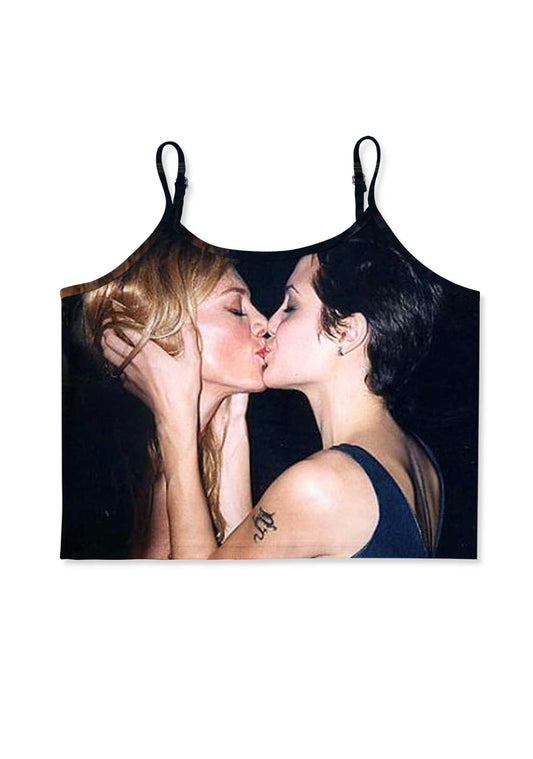 Girl Kissing Pride Angelina Y2K Print Cami Crop Top Cherrykitten