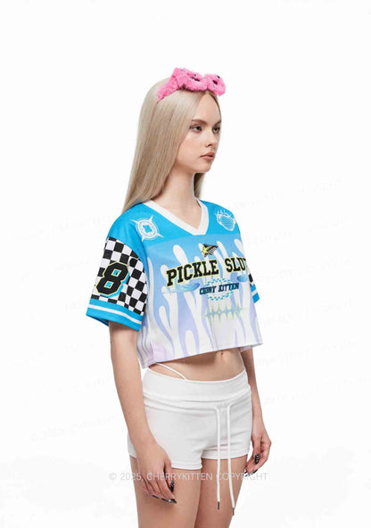 Custom Blue Pickle Slxt Y2K Crop Sport Jersey Shirts Cherrykitten