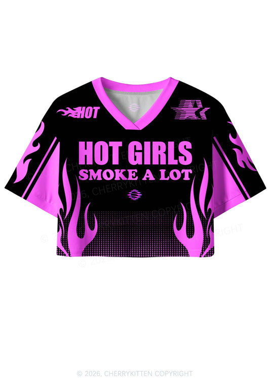Hot Girls Smoke A Lot Y2K Crop Sport Jersey Shirts Cherrykitten