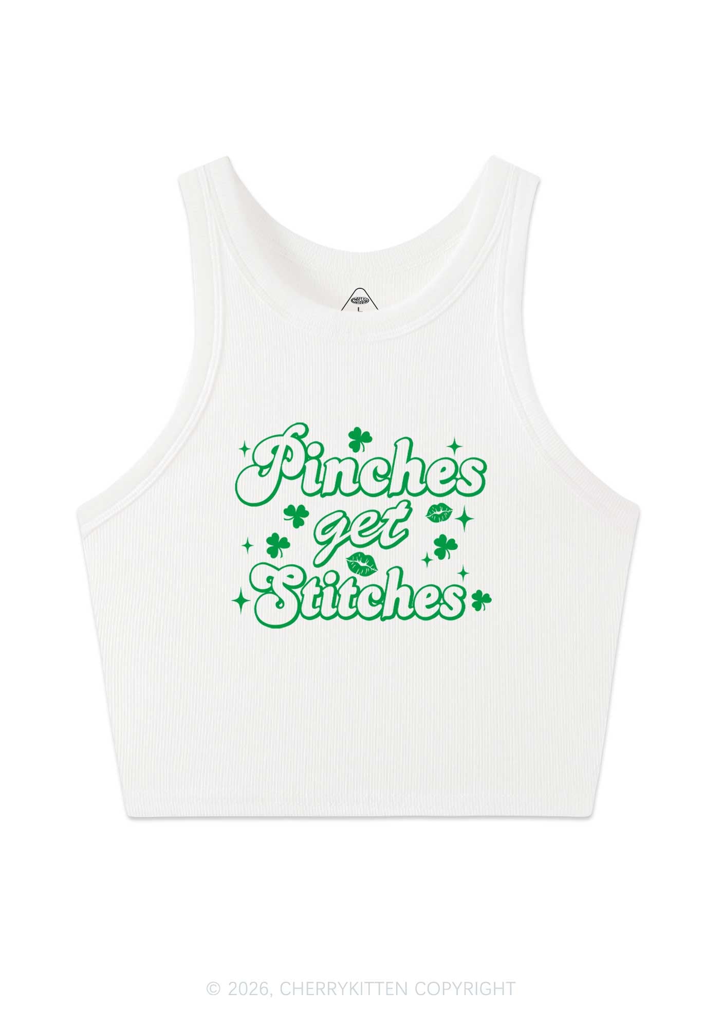Pinches Get Stitches St Patricks Y2K Crop Tank Top Cherrykitten