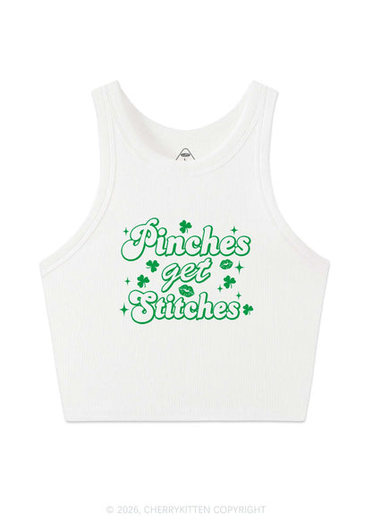 Pinches Get Stitches St Patricks Y2K Crop Tank Top Cherrykitten