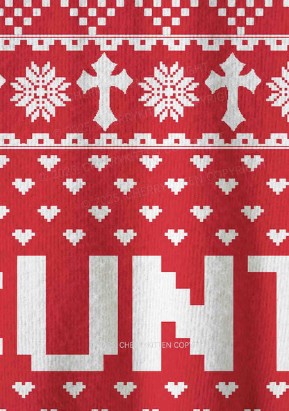 Red Cxxt Y2K Christmas Knit Sweatshirt Cherrykitten