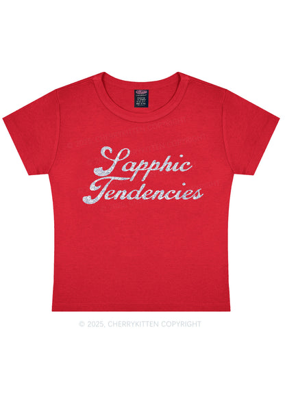 Glitter Sapphic Tendencies Pride Y2K Baby Tee Cherrykitten