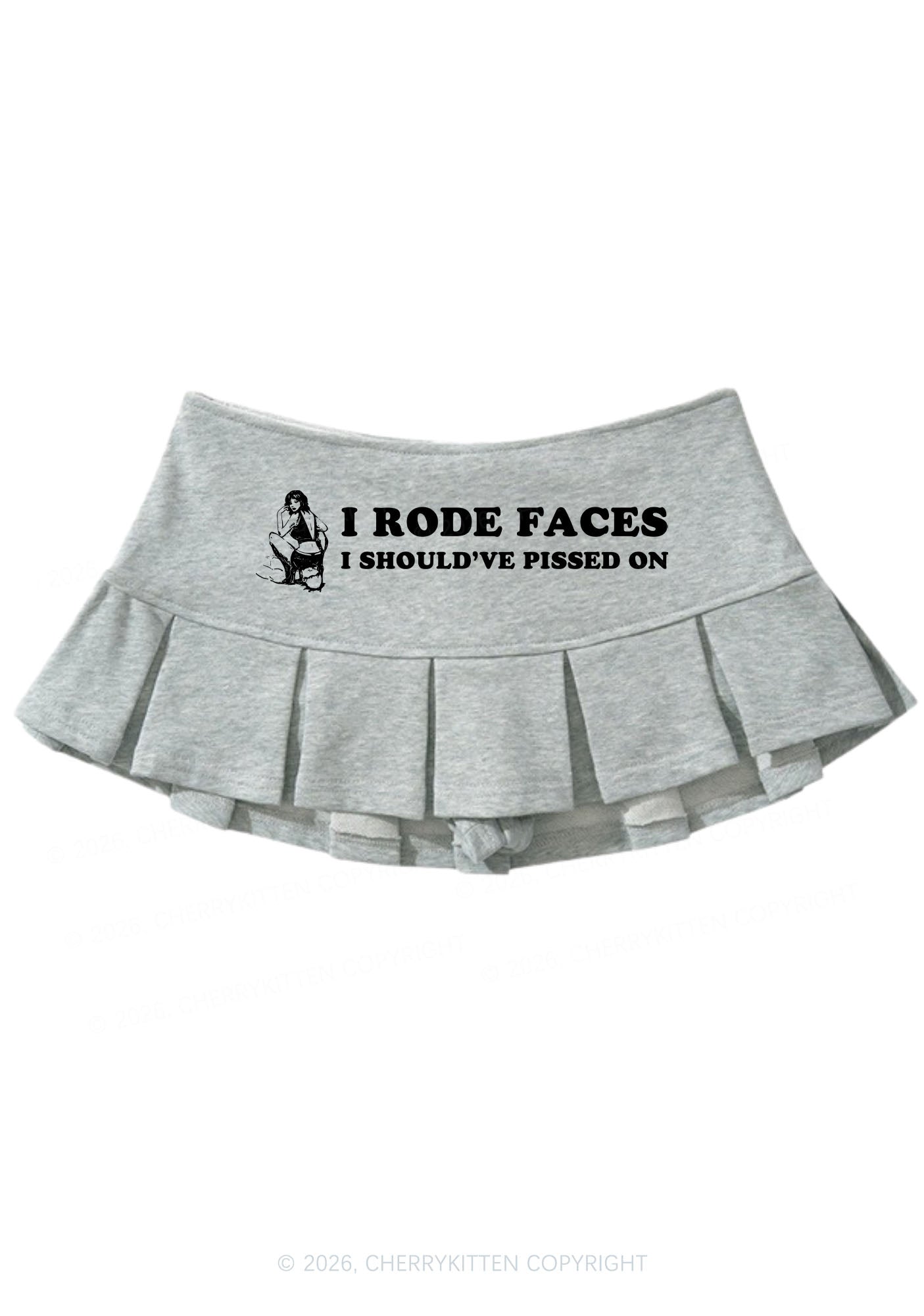 I Rode Faces Y2K Mini Pleated Skirts Cherrykitten