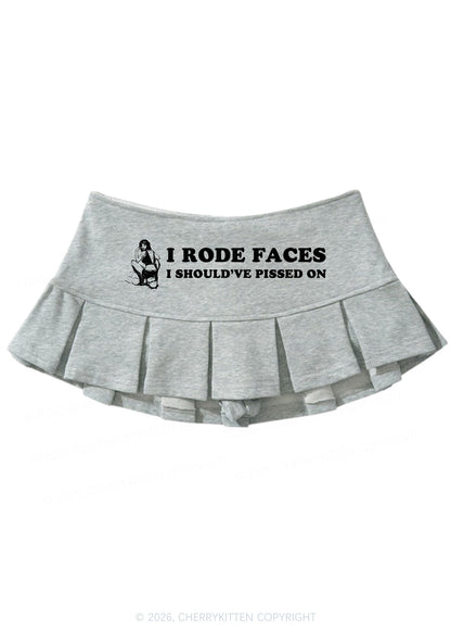 I Rode Faces Y2K Mini Pleated Skirts Cherrykitten