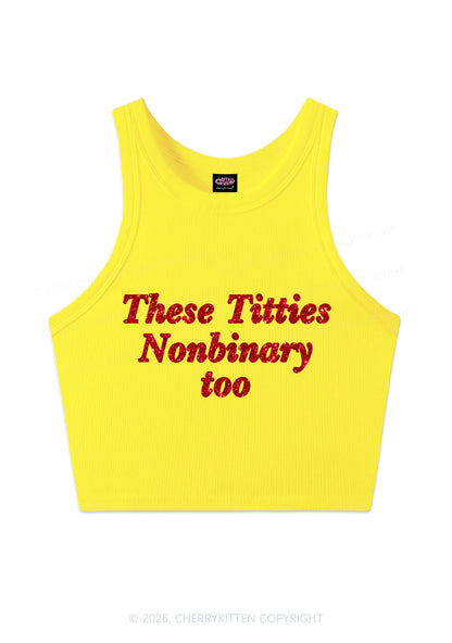 Glitter Txtties Nonbinary Too Pride Y2K Crop Tank Top Cherrykitten