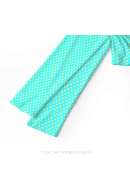 Yellow Dots On Green Y2K Mesh Long Sleeve Crop Top Cherrykitten