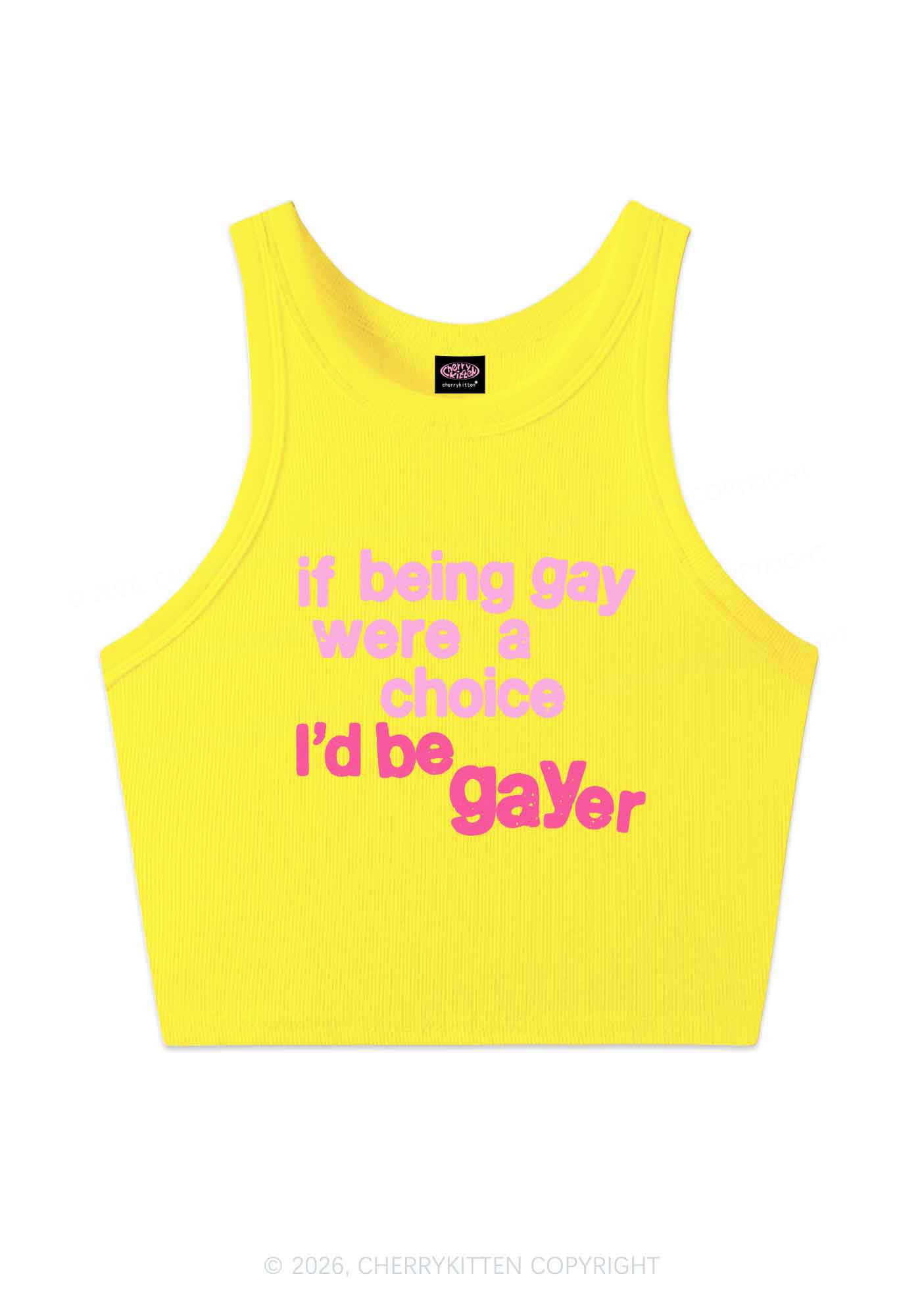 I Would Be Gayer Pride Y2K Crop Tank Top Cherrykitten