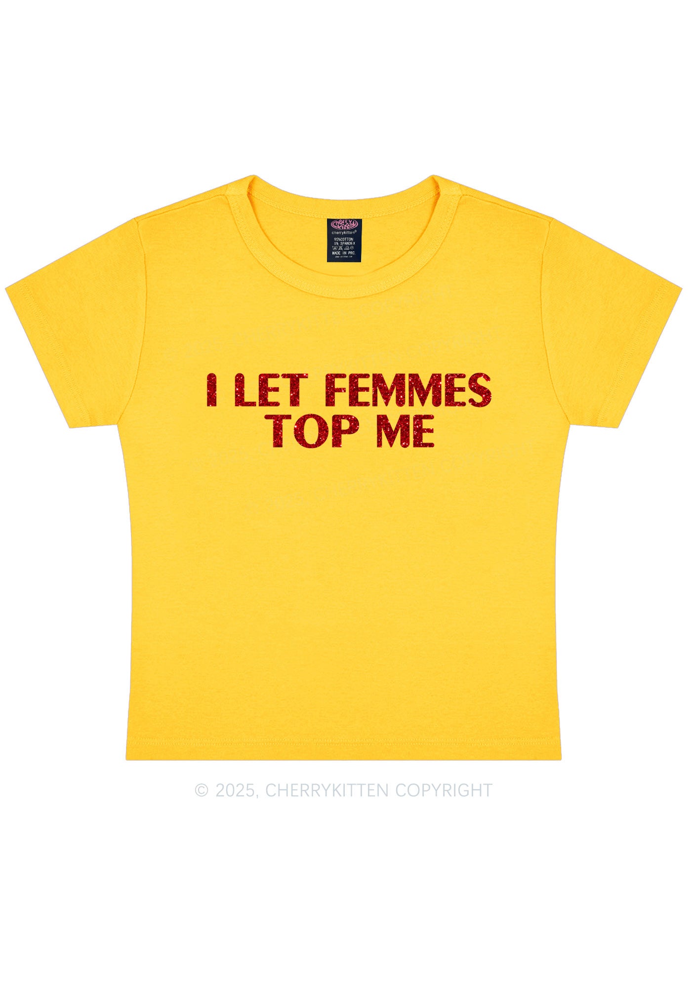 Glitter I Let Femmes Top Me Pride Y2K Baby Tee Cherrykitten