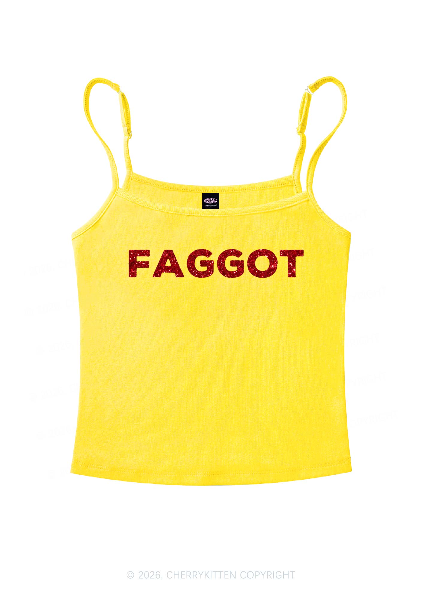 Glitter Faggot Pride Y2K Spaghetti Strap Cami Cherrykitten