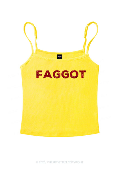 Glitter Faggot Pride Y2K Spaghetti Strap Cami Cherrykitten