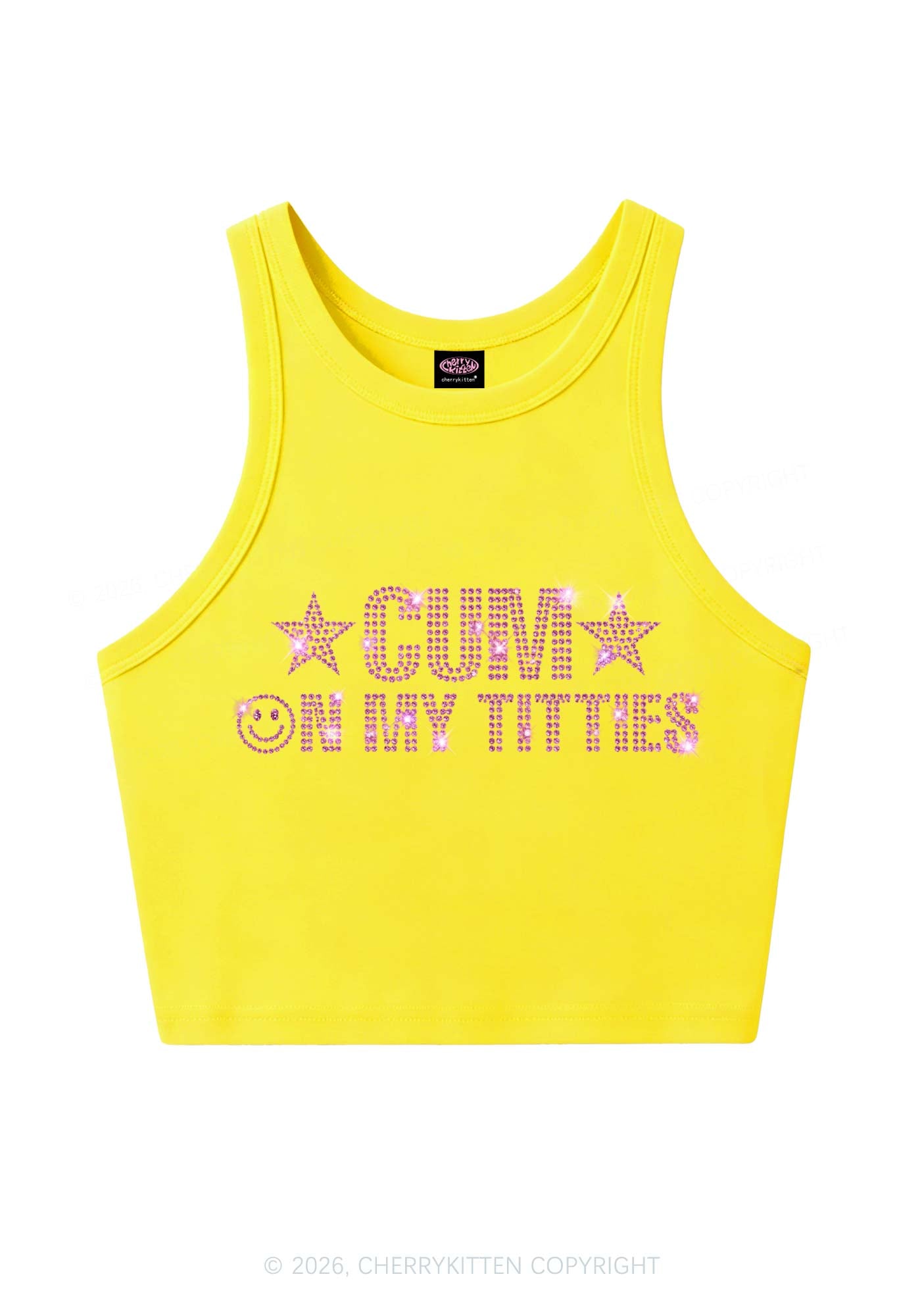 Rhinestone Cxm On My Txtties Y2K Crop Tank Top Cherrykitten