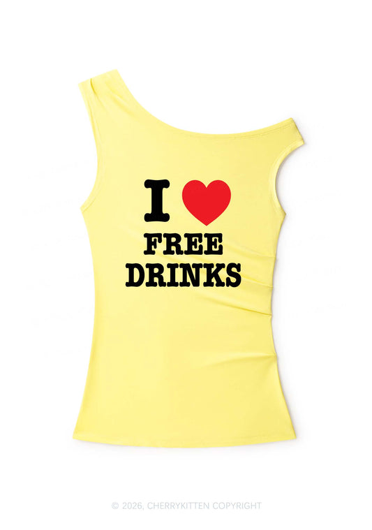 I Love Free Drinks Y2K Off Shoulder Tank Top Cherrykitten