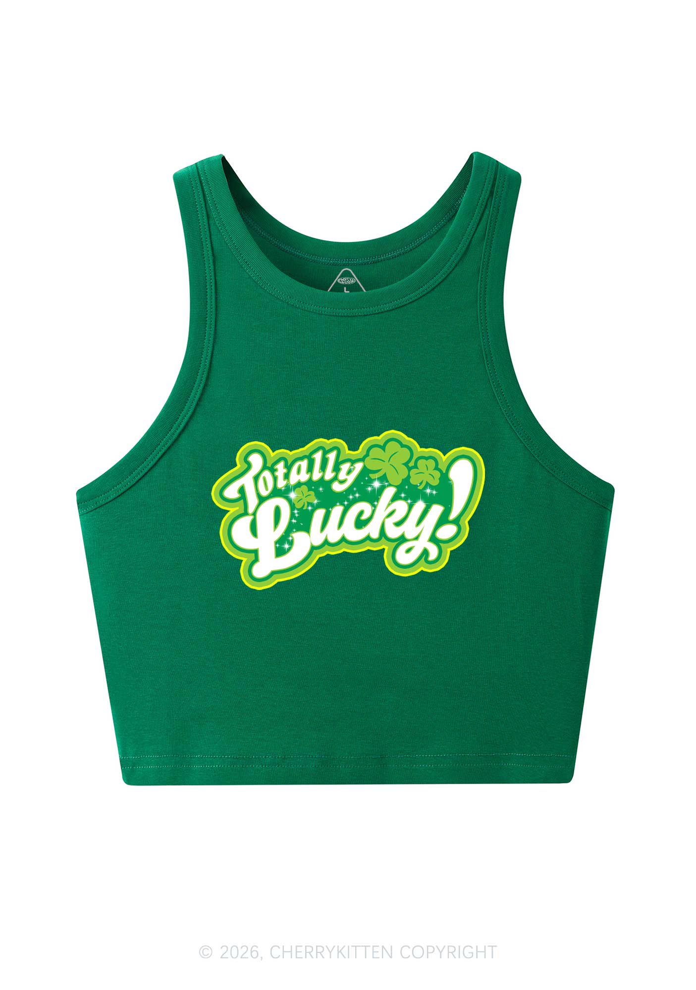 Totally Lucky St Patricks Y2K Crop Tank Top Cherrykitten
