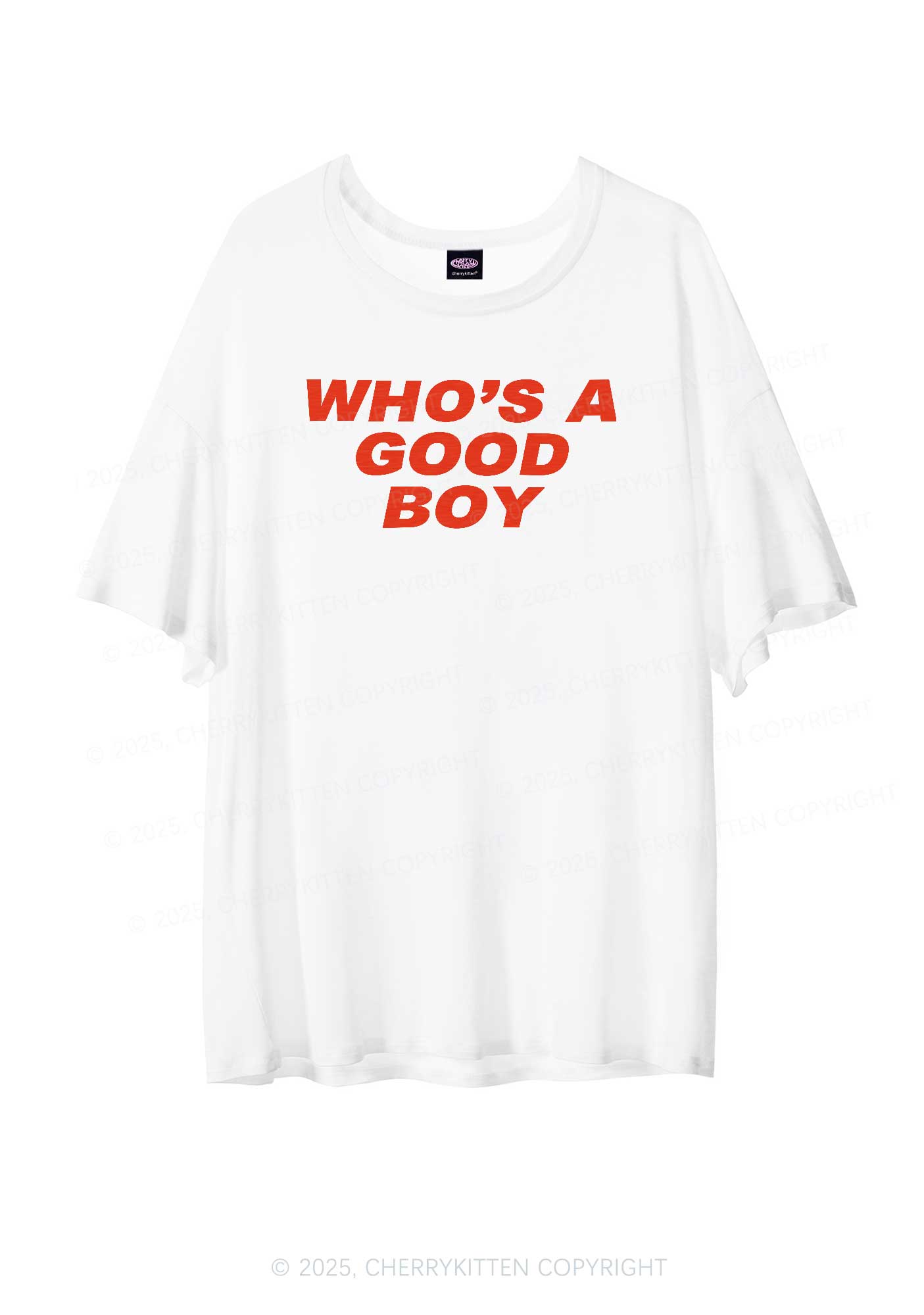 Who's A Good Boy Y2K Sheer Boyfriend Tee Cherrykitten