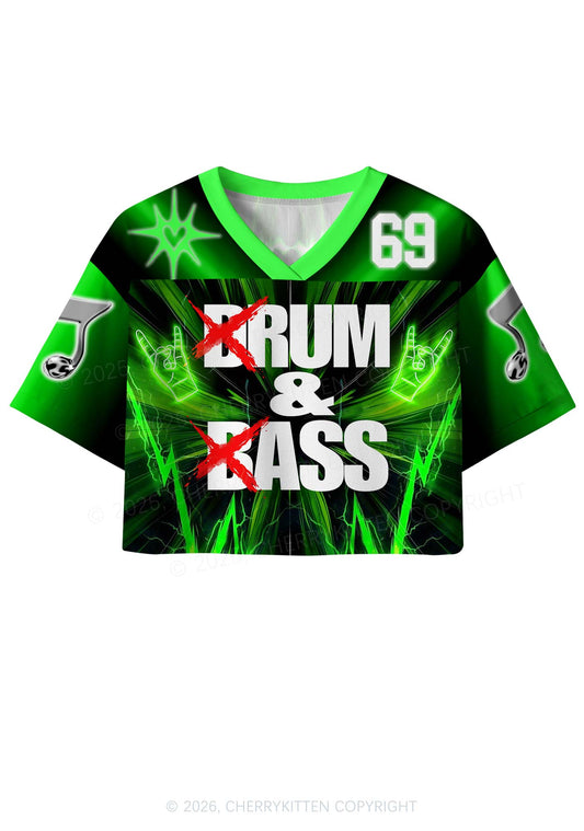 Green DnB Lightning Rock Y2K Crop Sport Jersey Shirts Cherrykitten