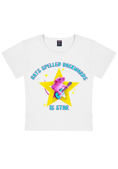 Rats Spelled Backwards Is Star Y2K Baby Tee Cherrykitten