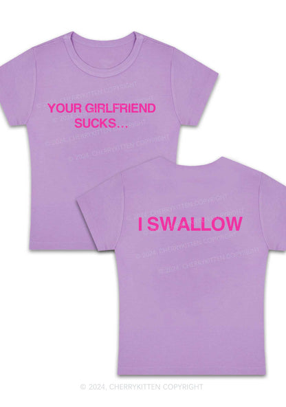 Curvy Your GF Sucks I Swallow Y2K Baby Tee Cherrykitten