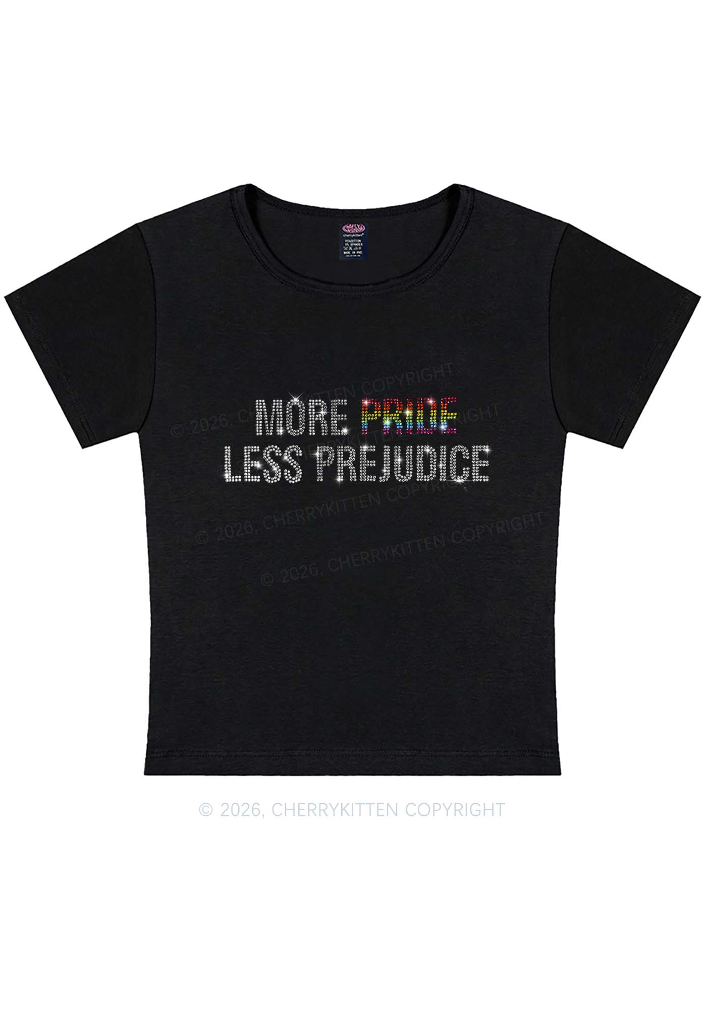 Rhinestone More Pride Less Prejudice Pride Y2K Baby Tee Cherrykitten