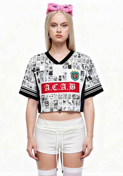 Custom ACAB Cats Y2K Crop Sport Jersey Shirts Cherrykitten