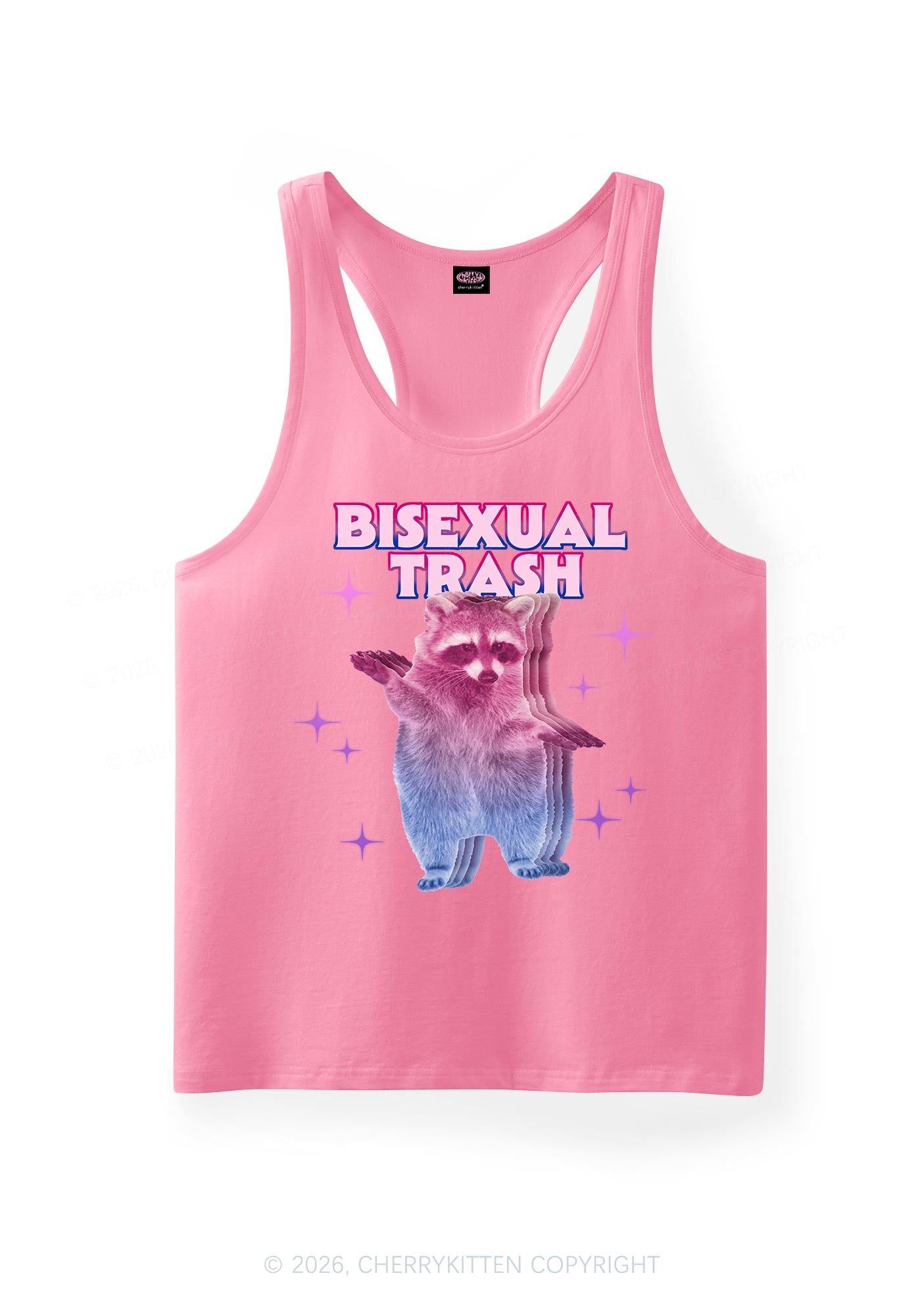 Bisexual Trash Raccoon Pride Y2K Men Racerback Tank Top Cherrykitten