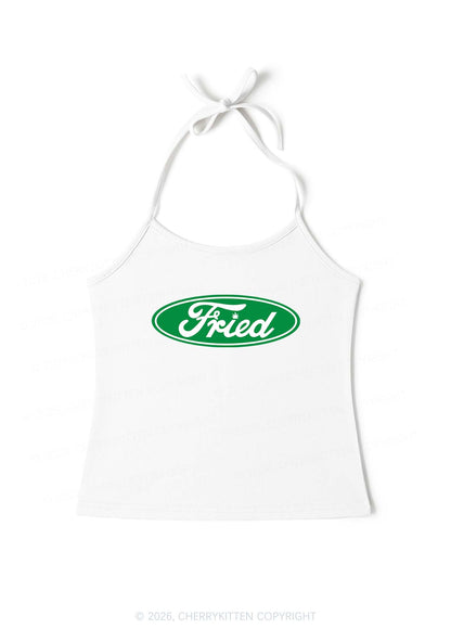 Green Fried Y2K Halter Neck Cami Cherrykitten