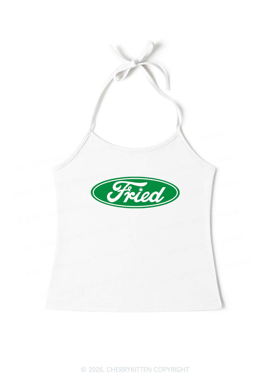 Green Fried Y2K Halter Neck Cami Cherrykitten