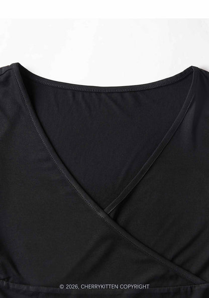 Rhinestone Cherry Bow Y2K Wrap V Neck T Shirts Cherrykitten