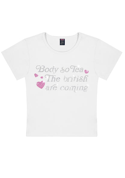 Rhinestone Body So Tea Y2K Baby Tee Cherrykitten