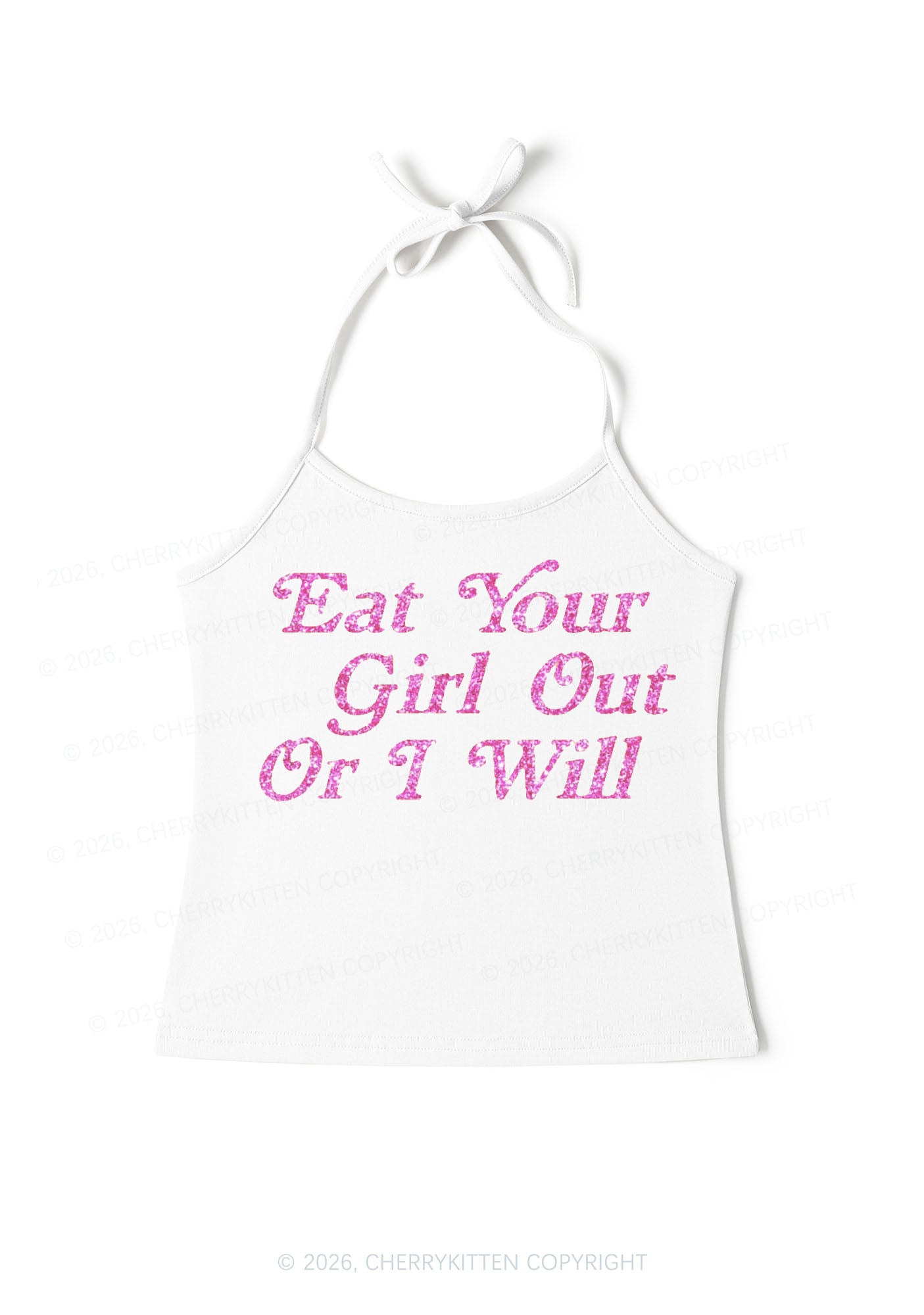 Glitter Eat Your Girl Out Pride Y2K Halter Neck Cami Cherrykitten
