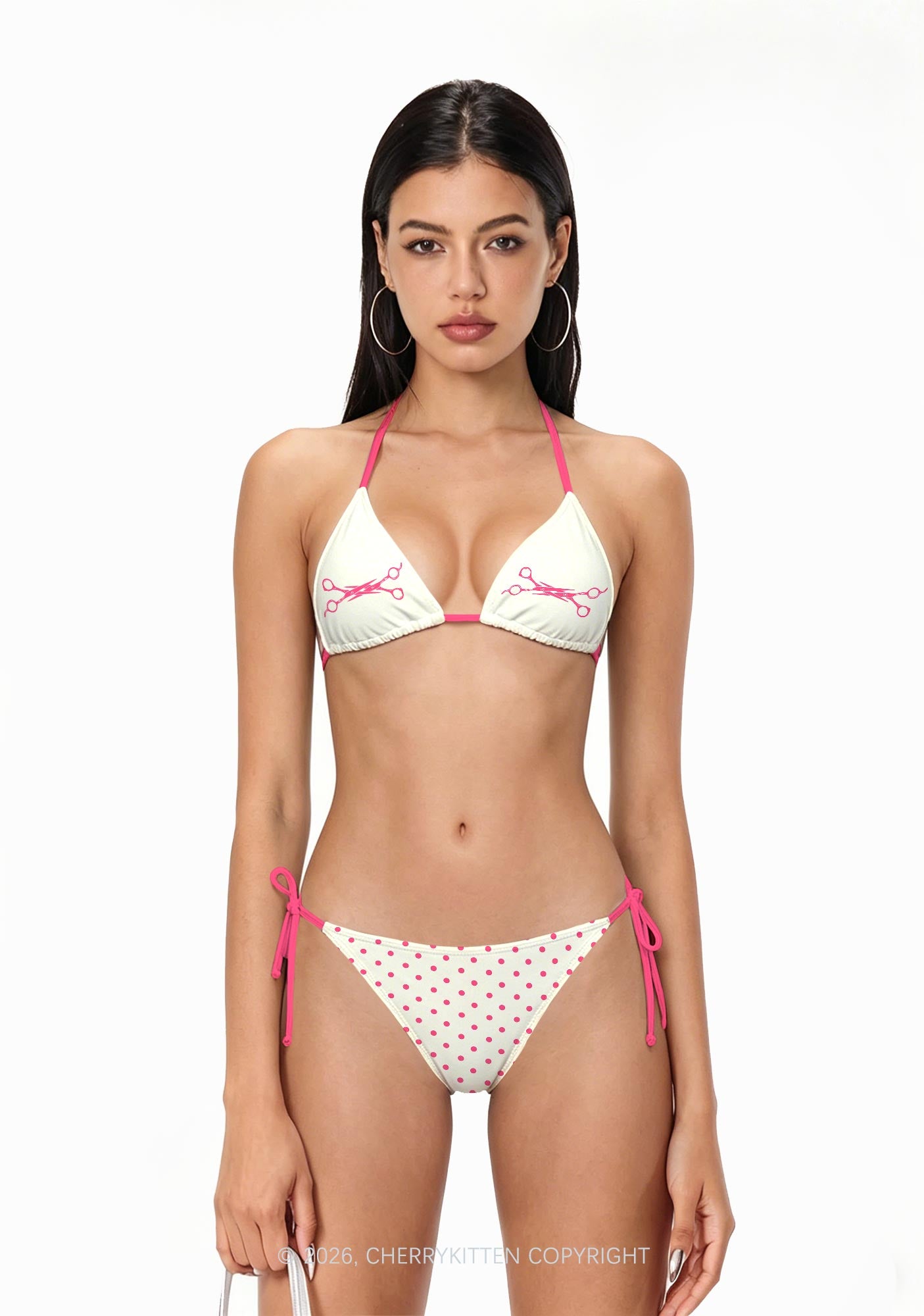 Pink Scissors Pride Y2K Print Bikini Set Cherrykitten