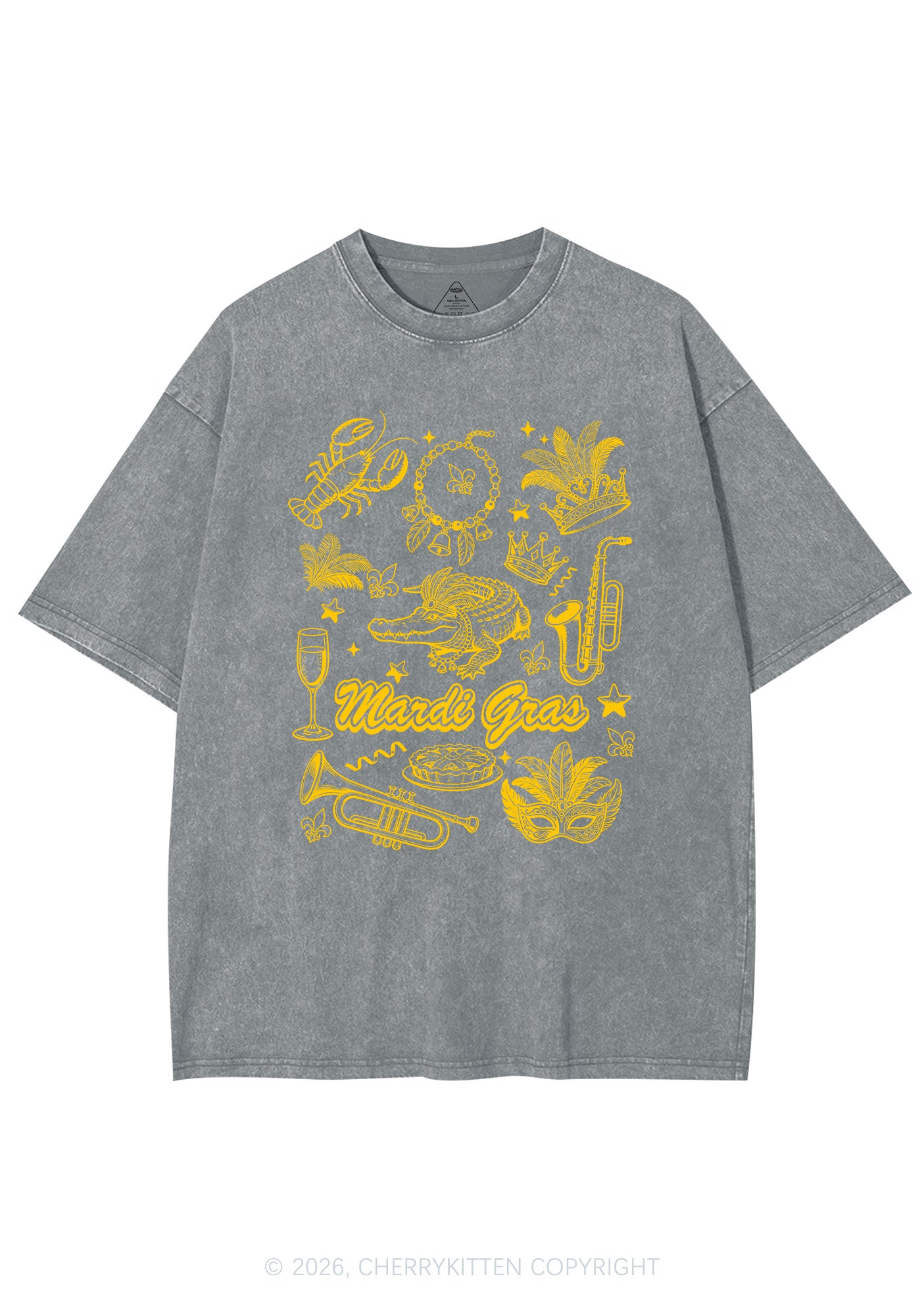 Mardi Gras Symbols Y2K Shirts Washed Tee Cherrykitten