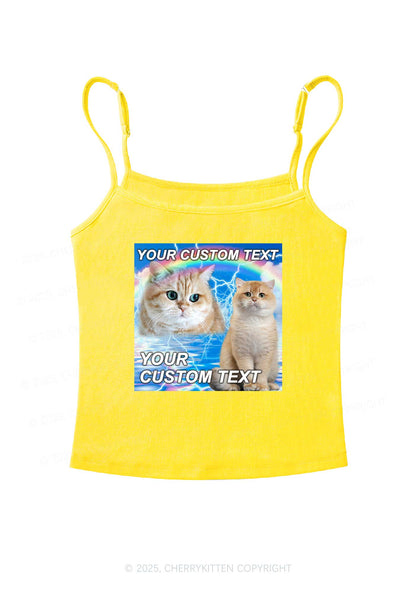 Custom Text Your Kitten Y2K Spaghetti Strap Cami Cherrykitten