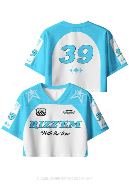 Custom Blue Rizz Em Tism Y2K Crop Sport Jersey Shirts Cherrykitten