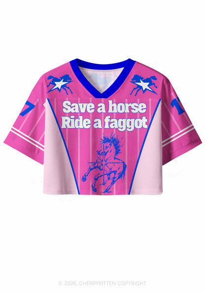 Ride A Faggot Pride Y2K Crop Sport Jersey Shirts Cherrykitten