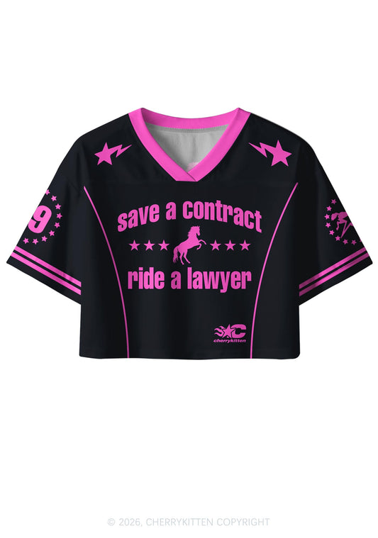 Save Contract Ride Lawyer Y2K Crop Sport Jersey Shirts Cherrykitten