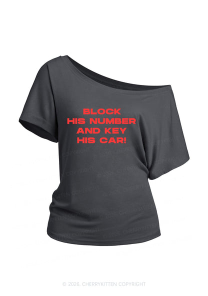 Block His Number Y2K Off Shoulder Tee Cherrykitten