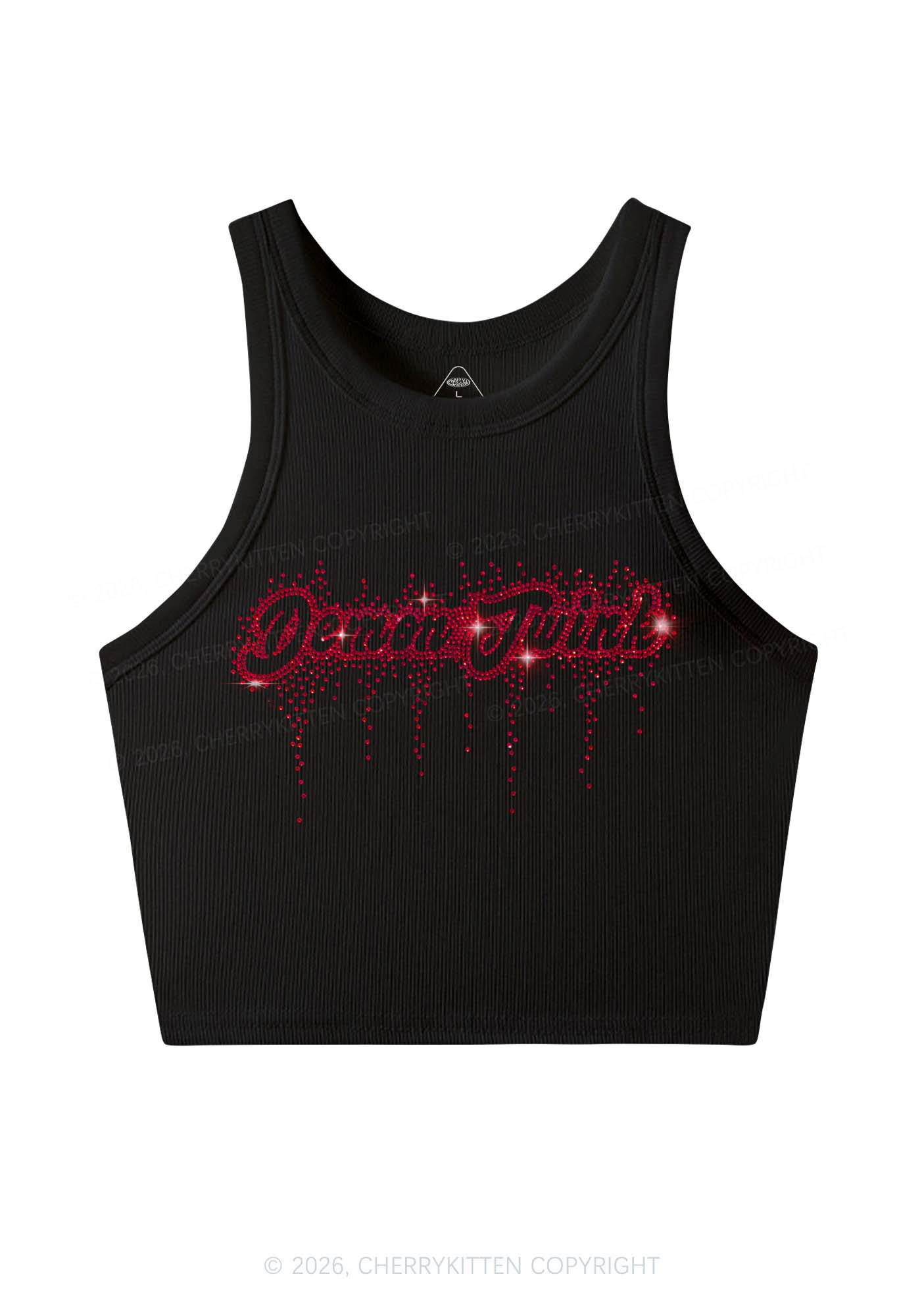 Rhinestone Demon Twink Pride Y2K Crop Tank Top Cherrykitten