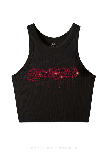 Rhinestone Demon Twink Pride Y2K Crop Tank Top Cherrykitten