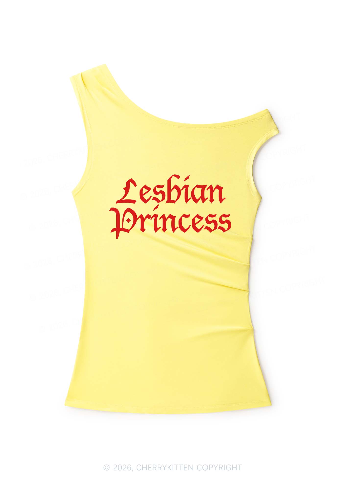 Lesbian Princess Pride Y2K Off Shoulder Tank Top Cherrykitten