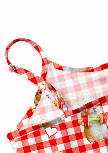 Gym Guinea Pig Red Plaid Y2K Print Slip Dress Cherrykitten
