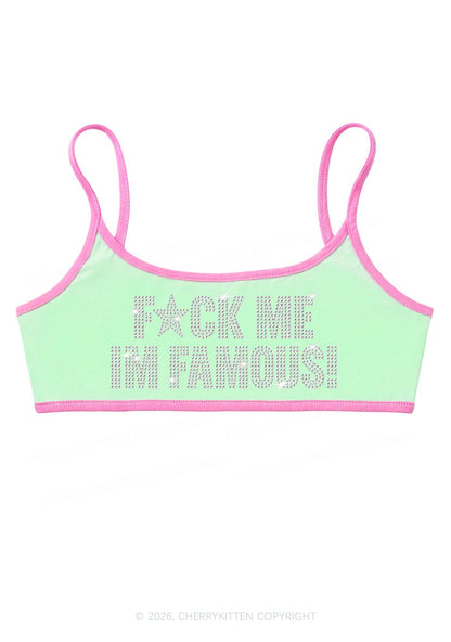 Rhinestone Fxxk Me Im Famous Y2K Super Crop Cami Cherrykitten