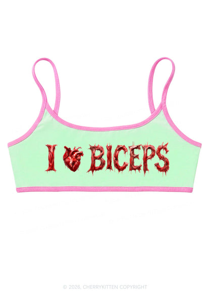 Halloween Gore Heart I Love Biceps Y2K Super Crop Cami Cherrykitten