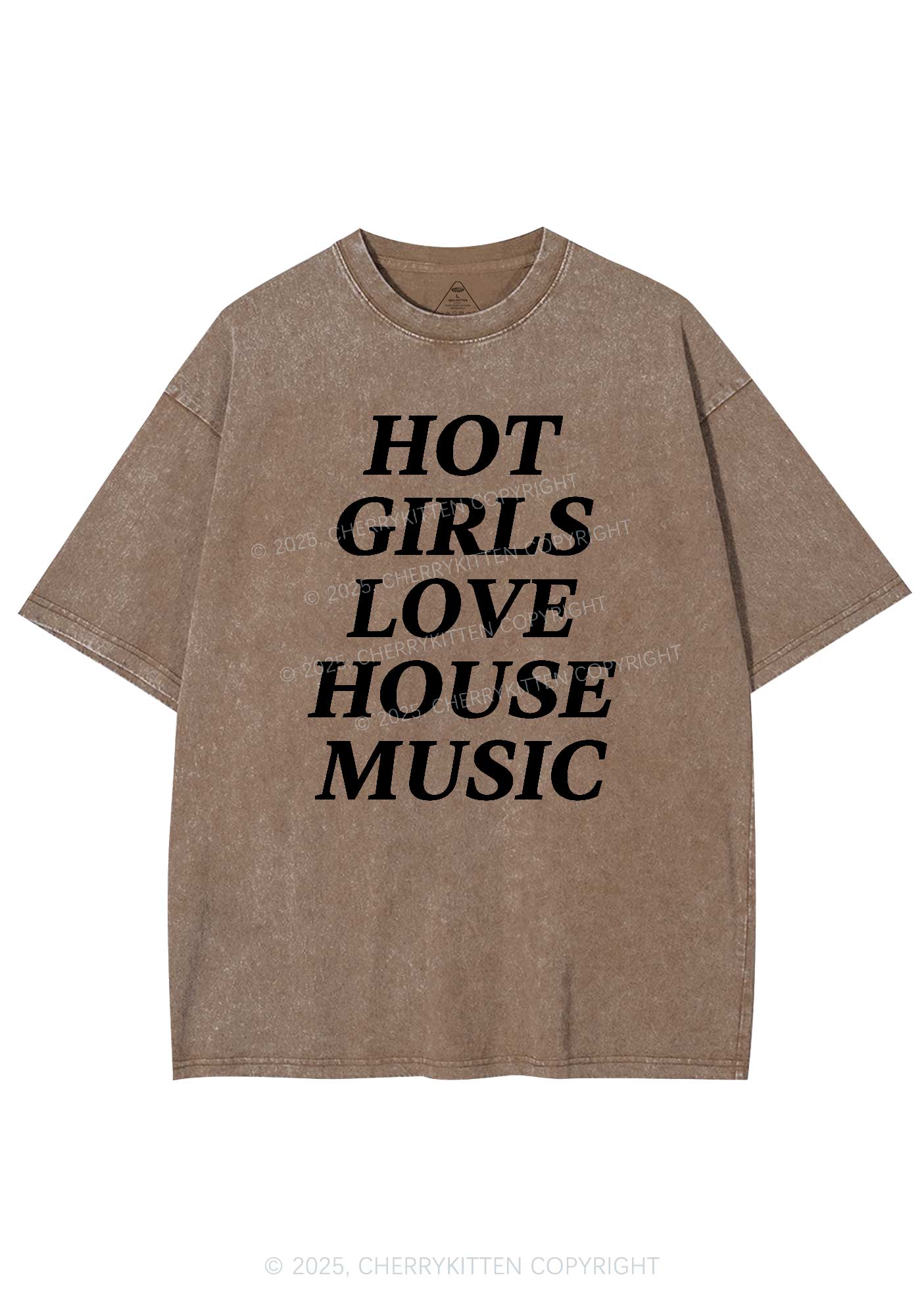 Girls Love House Music Y2K Shirts Washed Tee Cherrykitten