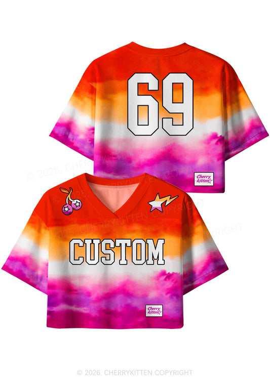 Custom Lesbian Flag Colors Pride Y2K Crop Sport Jersey Shirts Cherrykitten