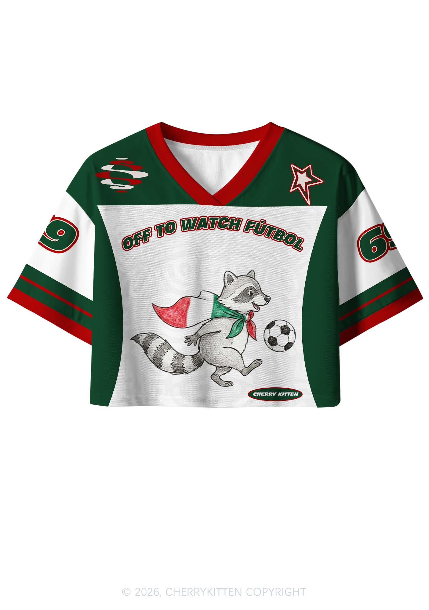 Custom Off To Watch Futbol Raccoon Y2K Crop Sport Jersey Shirts Cherrykitten