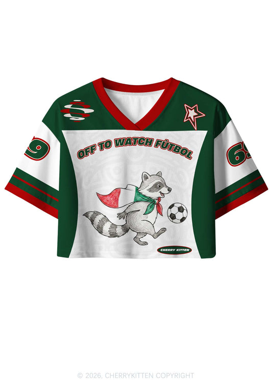 Custom Off To Watch Futbol Raccoon Y2K Crop Sport Jersey Shirts Cherrykitten